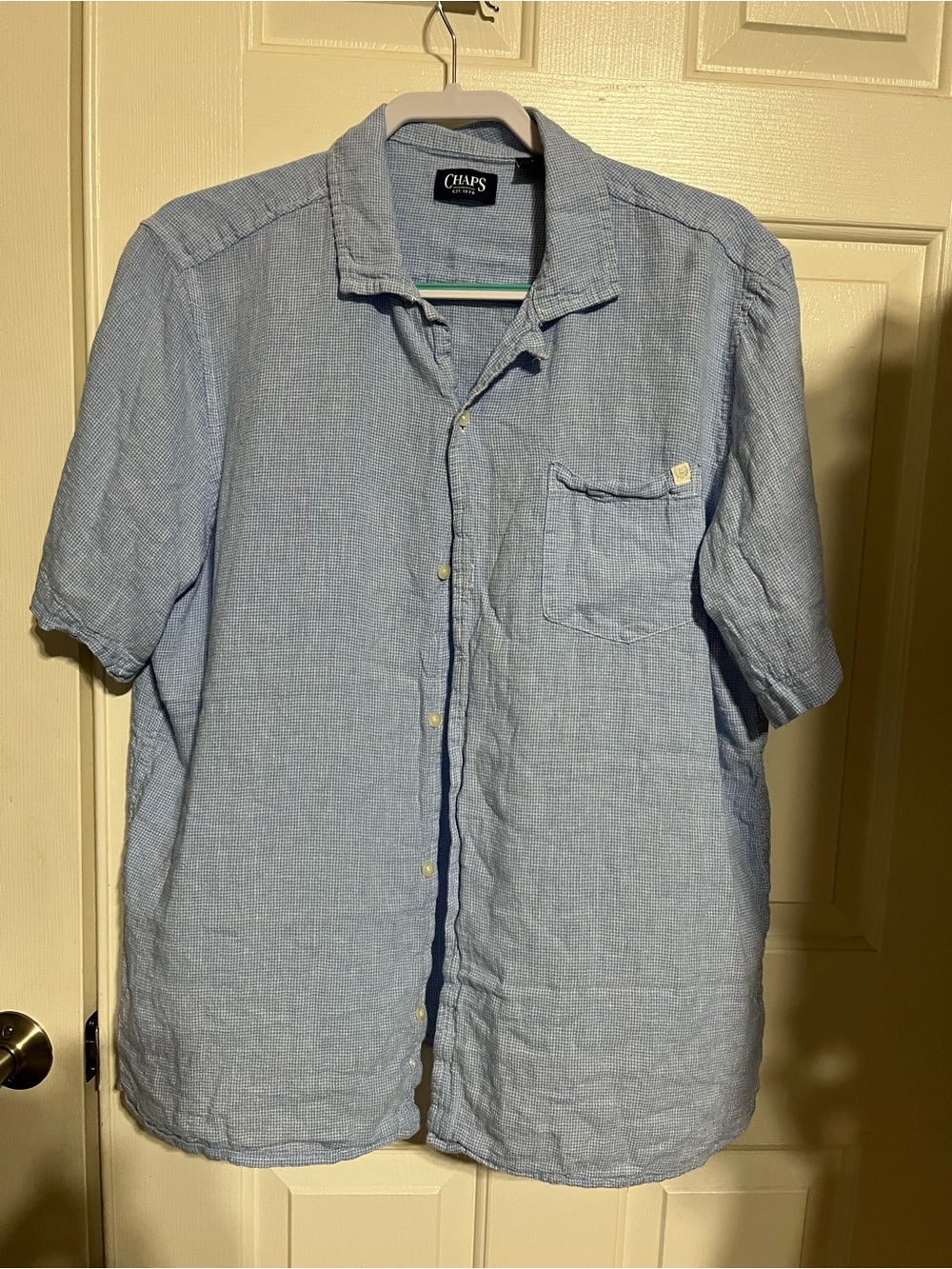 Chaps Light Blue Short-Sleeve Casual Button-Down Shirt
R 19-12